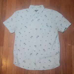 American Eagle Outfitters Light Blue Palm Print Shirt